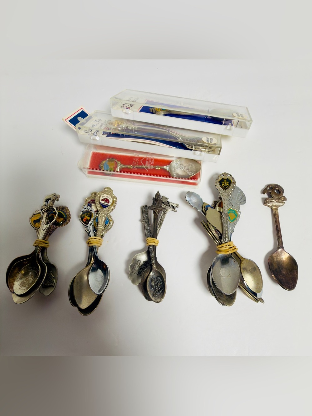 Lot of 20+ Vintage Travel Souvenir Spoons Multi State US & International